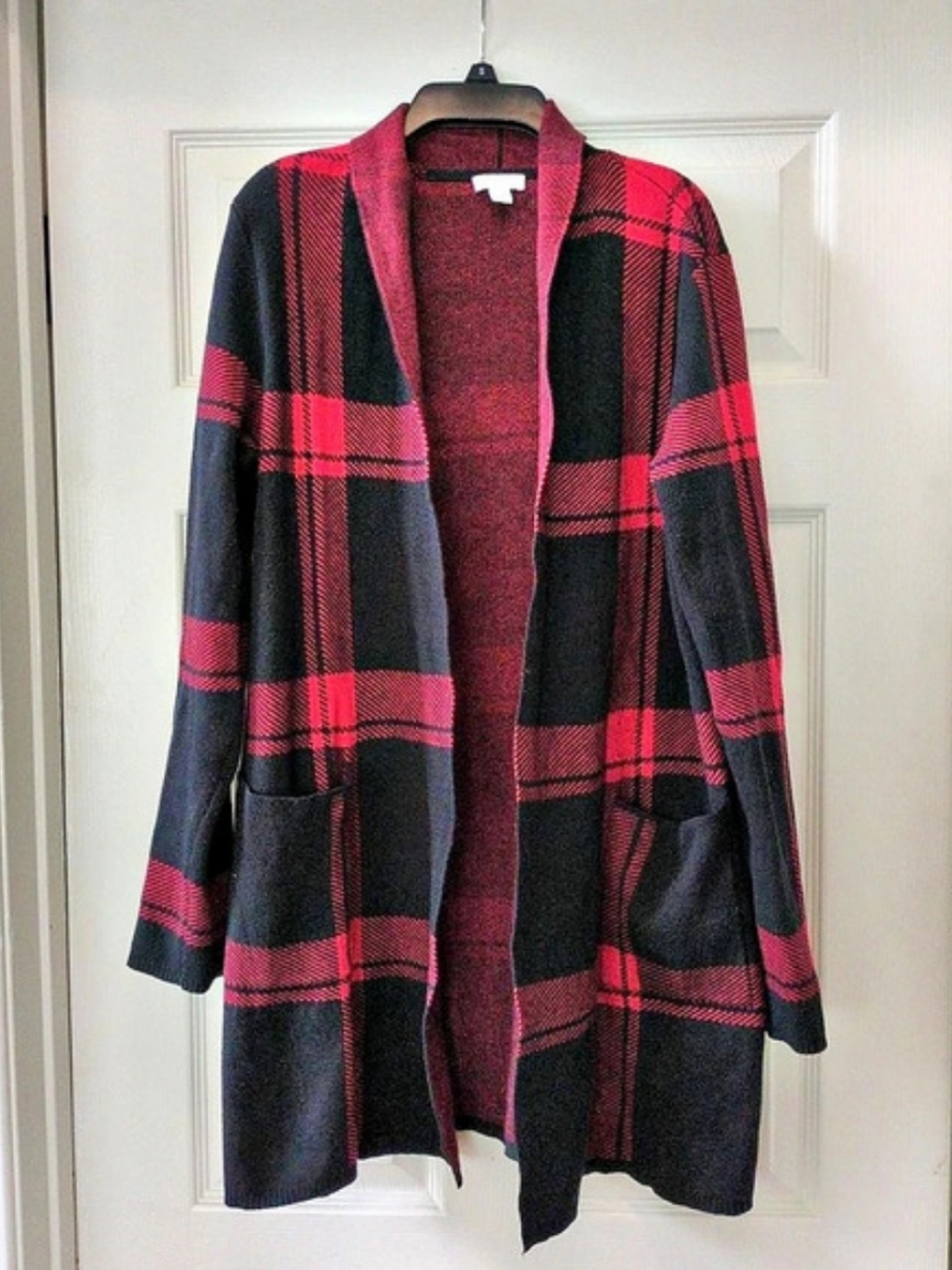 J.Jill Plaid Cardigan in Black & Red Size XS
